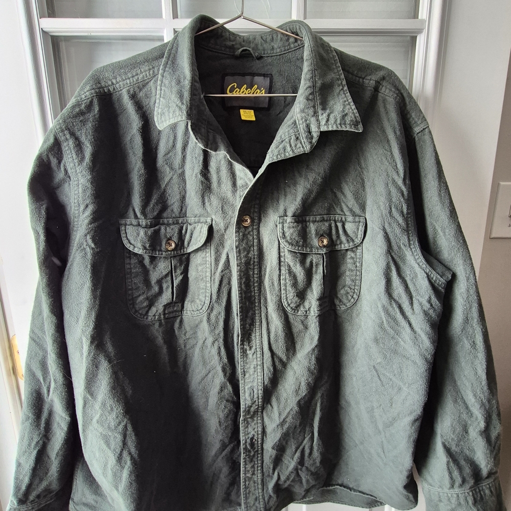 Cabela's Green Men's Thick Flannel Shirt